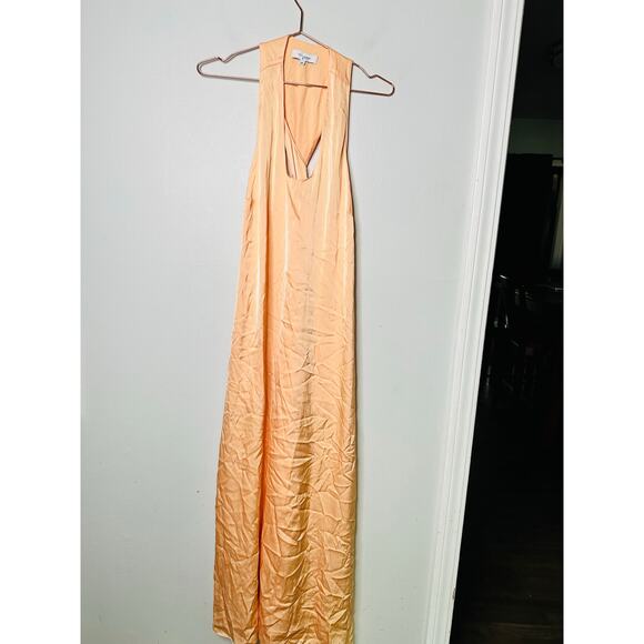 ROSETTA GETTY Peach Satin Sleeveless Scoop Neck Twist Back Shift Dress Size 10 - Picture 4 of 16
